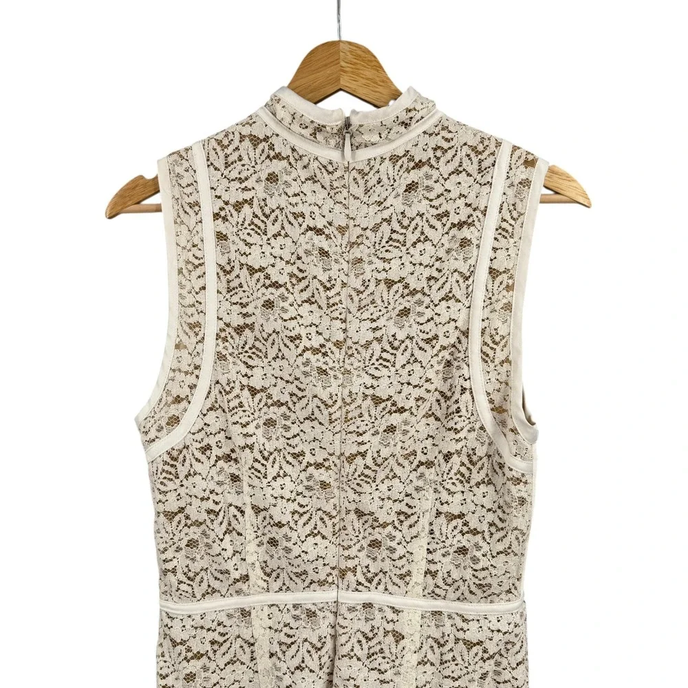 House of CB Caitlyn Lace Bodycon Dress Size Large White Sleeveless Mock Neck - Picture 7 of 10
